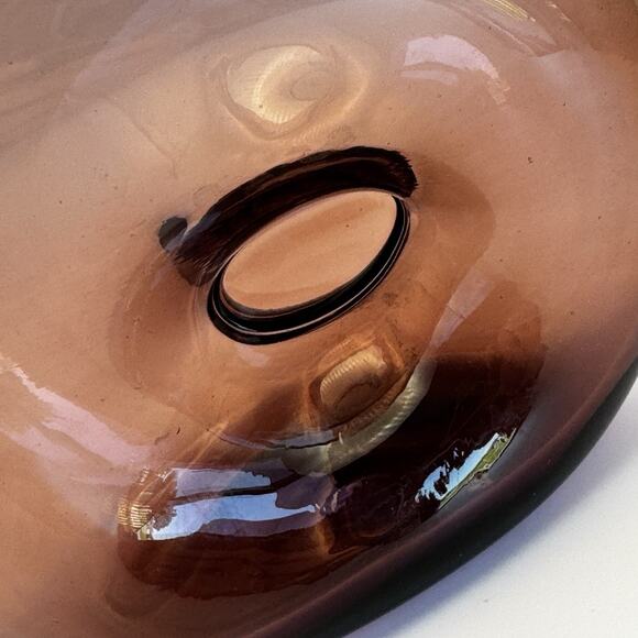 La Mailloche Quebec Purple Blown Art Glass Pinched Vase‎ or Decanter Signed 6" - Picture 3 of 9